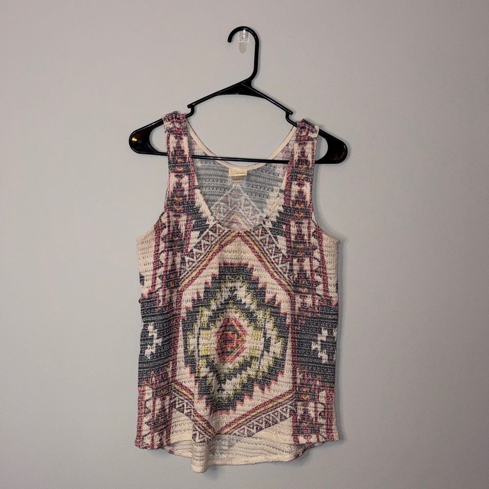 Daytrip Aztec Pattern Tank Top - Cream, Red, Black